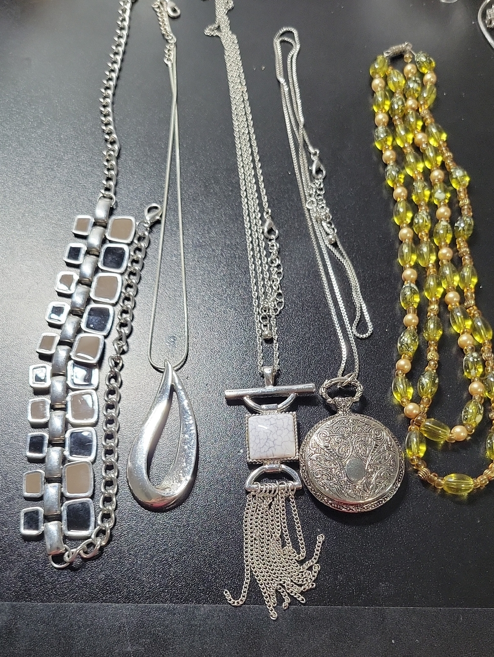 Pendant Necklace with White Stone Tassel Lot